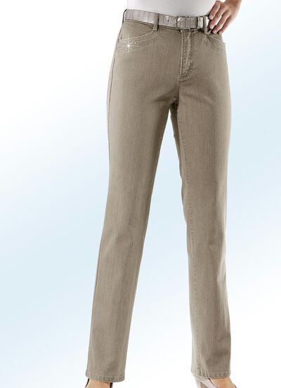 Comfortjeans versierd met strassteentjes in 6 kleuren 