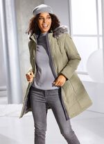 Lange jas met afneembare rand van imitatiebont LICHTGROEN