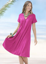 Laurina set van twee jurken, wijd zwaaiend 1X FUCHSIA, 1X ROYALBLAU