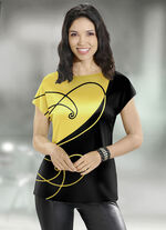 Shirt met elegante print ZWART-GEEL