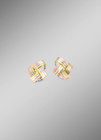 Modieuze knoopclip-oorbellen in driekleur 