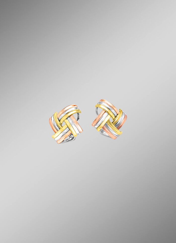 Modieuze knoopclip-oorbellen in driekleur 