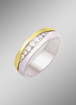 Damesring in bicolor met synthetische zirkonia 