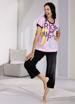 Pyjama, korte mouwen, 7/8 lange broek met elastische tailleband 
