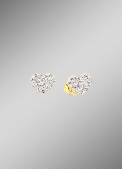 Hartvormige oorknopjes met kristallen 