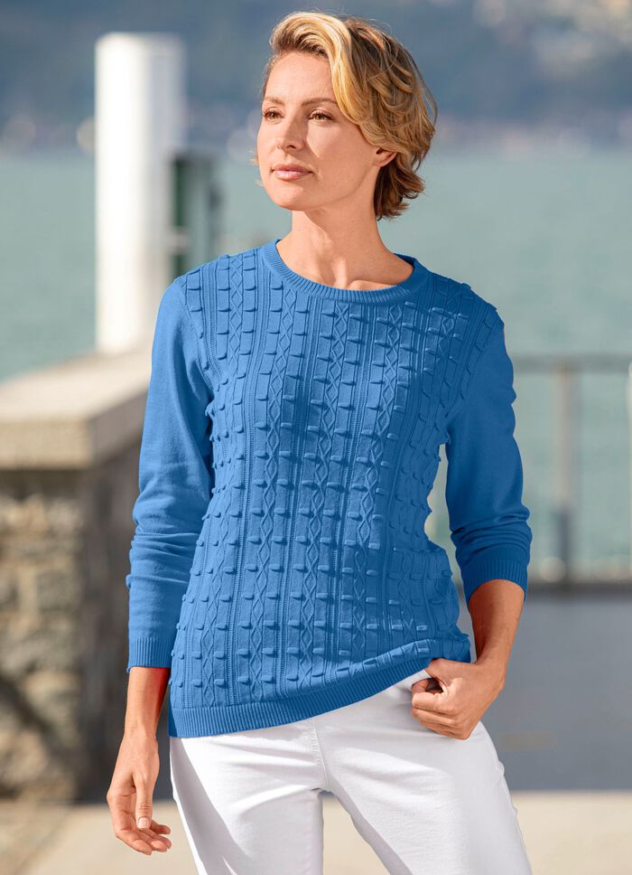 Trui met rekbaar structuurpatroon 