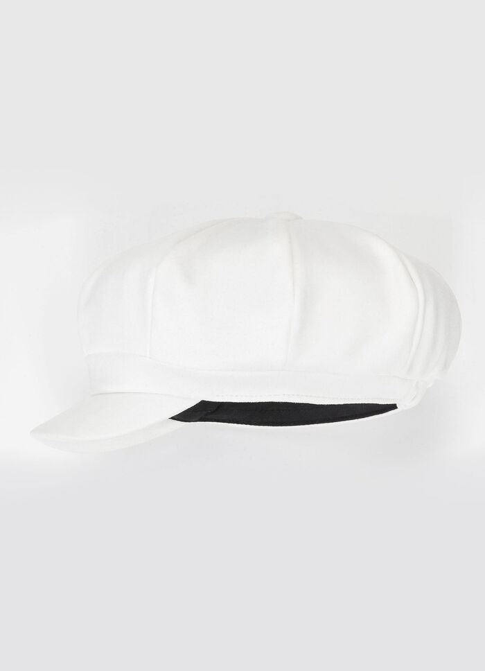 Elegante dames krantenjongenspet met elastiek aan de achterkant WIT