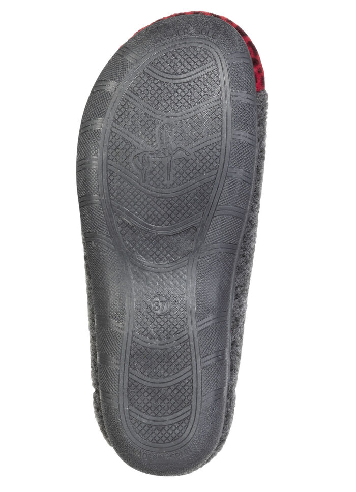 Laurina, trendy damespantoffels, breedte H, met luipaardprint ANTRACIET-ROOD