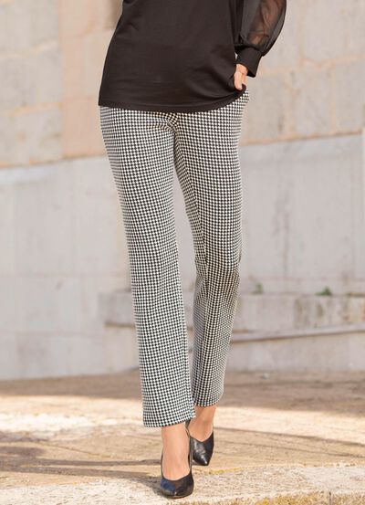 Broek met trendy pied-de-poule-patroon 