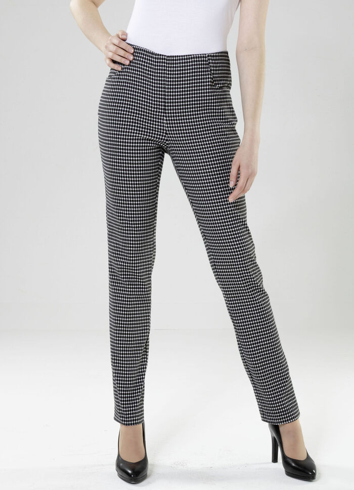 Broek met trendy pied-de-poulemotief ECRU-ZWART