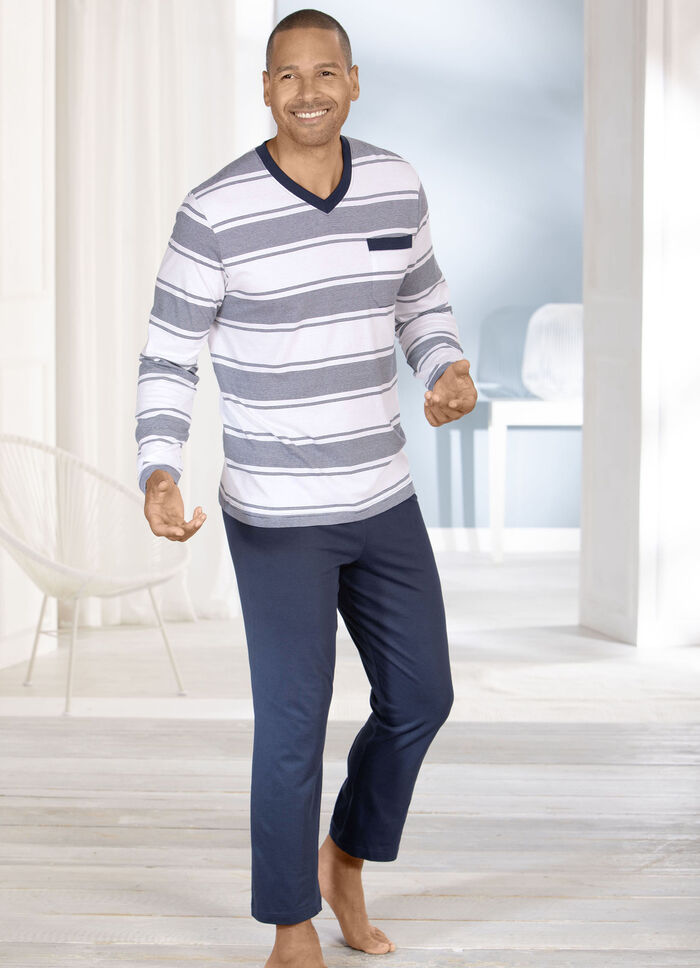 Set van twee pyjama's met V-hals en open zomen 