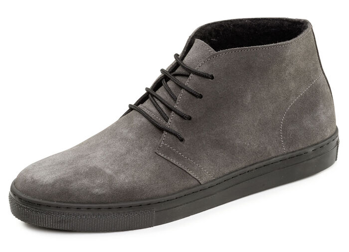 GINO GALANTE, gevoerde herenlaarzen, winterschoenen, met wol GRAU