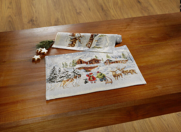 Wintertafel- en kamerdecoratie in tapijtkwaliteit MEERKLEURIG