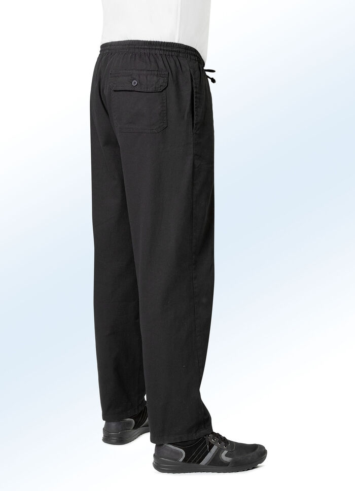 Pull-on jeans met elastische band en trekkoord in 4 kleuren ZWART