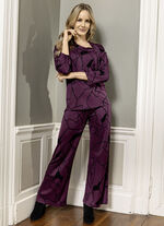 Broek met comfortabele breedte AUBERGINE-ZWART
