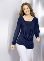 Overhemdtuniek met diepe watervalkraag MARINE