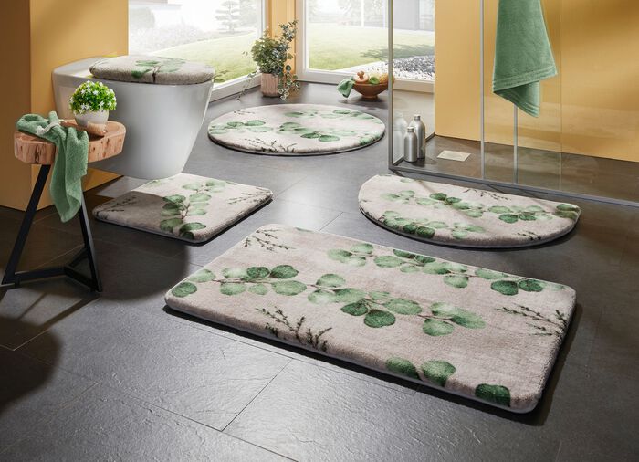 Natuurlijke badkamerset met eucalyptusbladmotief 