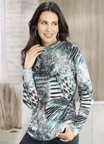 Shirt met all-over print MUNT-TURKOOIS-VEELKLEURIG