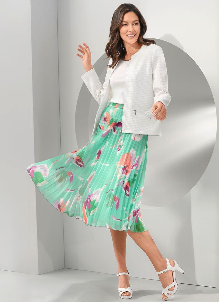 Geplooide rok met bloemenmotief 