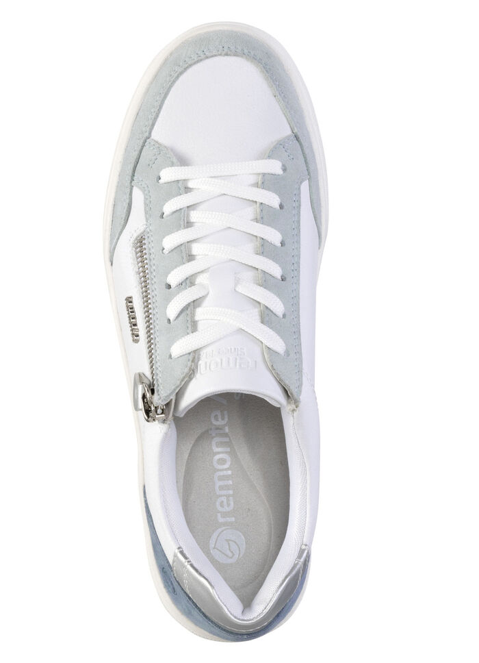 Remonte sneakers gemaakt van nappa- en suèdeleer met metallic afwerking BLAU-WEISS-SILBER