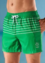 Zwemshort met gestreept design, microvezel GROEN-WIT