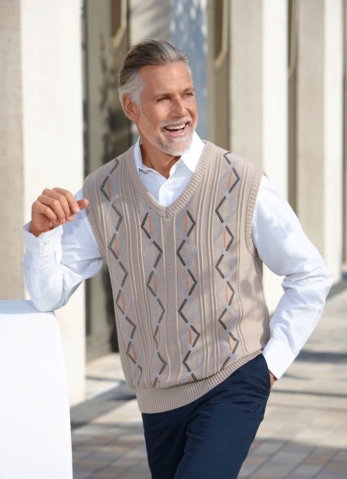 Sweatervest met V-hals in 2 kleuren 