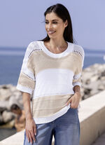 puur katoenen trui BEIGE-WEISS