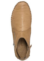 Gemini, comfortabele dames enkellaarsjes, breedte G, met uitneembaar voetbed CAMEL