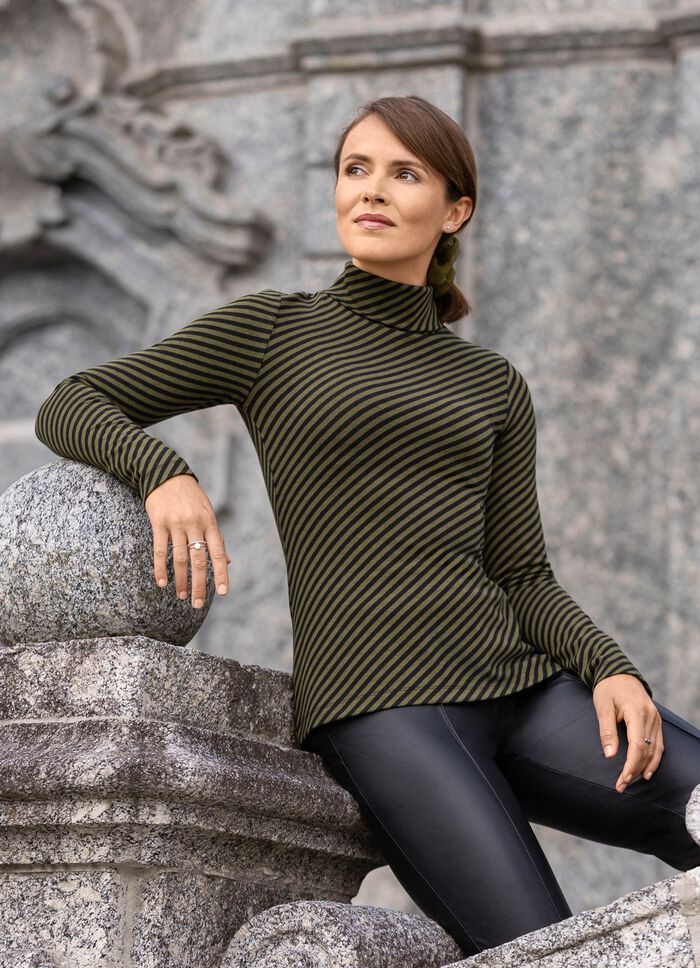 Coltrui met strepenmotief KAKI-ZWART