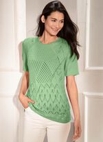 Trui met ajourmix en fijne structuren LICHTGROEN