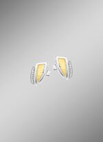 Moderne oorbellen in twee kleuren met zirkonia 