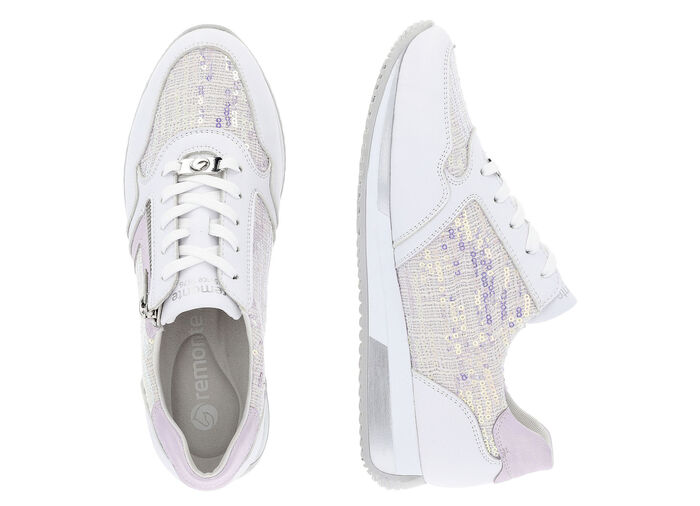Sneakers van een interessante materiaalmix WIT-LICHT LILAC