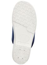 Tweepak warme damespantoffels, breedte H, met wol TAUPE+DONKERBLAUW