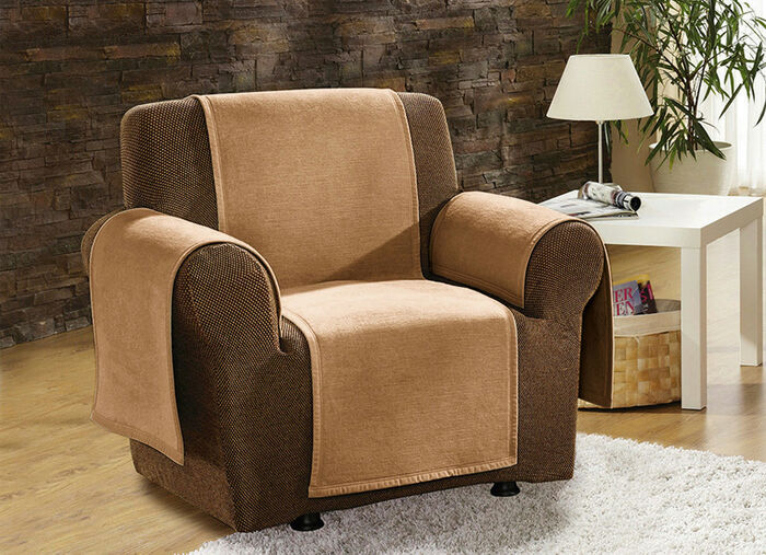 Fauteuil-, bank- en armleuningbeschermers met veloursbandrand CAMEL