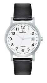 Herenhorloge met titanium kast en leren band 