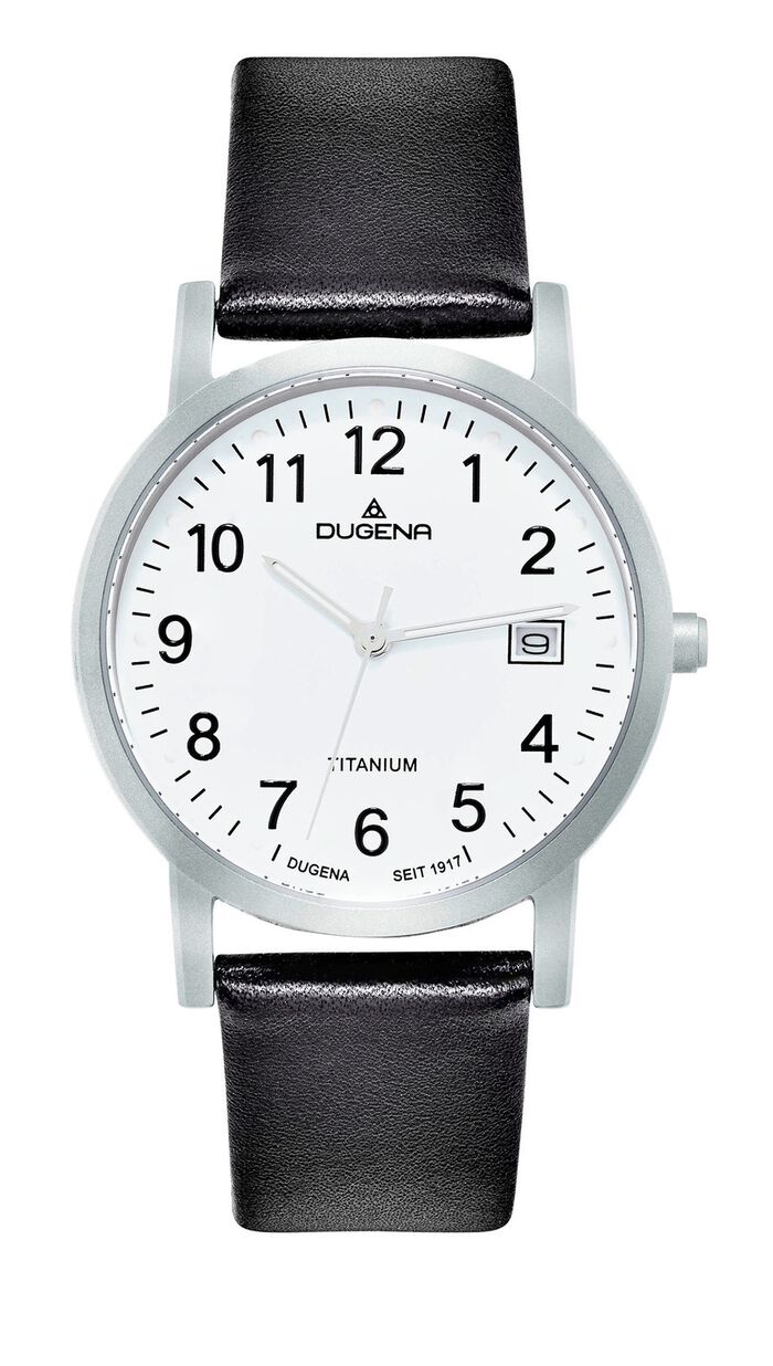 Herenhorloge met titanium kast en leren band 