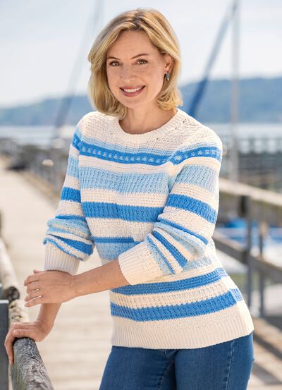 Trui met strepen in een structuurmix 