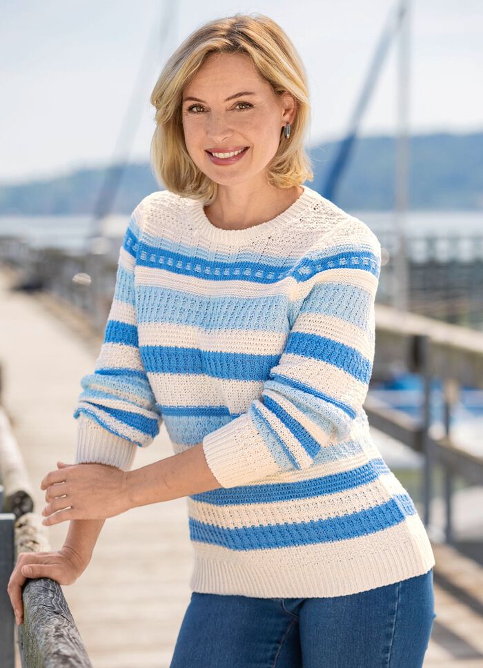 Trui met strepen in een structuurmix 