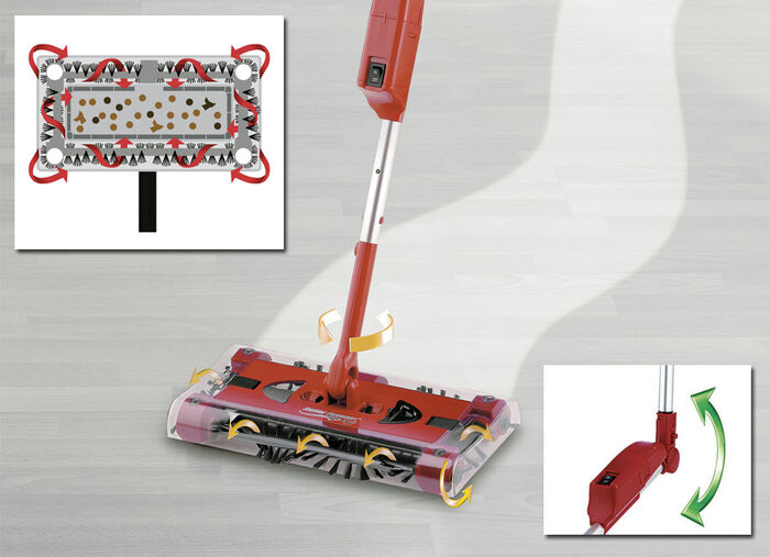 Swivel Sweeper oplaadbare rolveger met krachtige accu. 