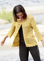 Cardigan met opengewerkt patroon GEEL