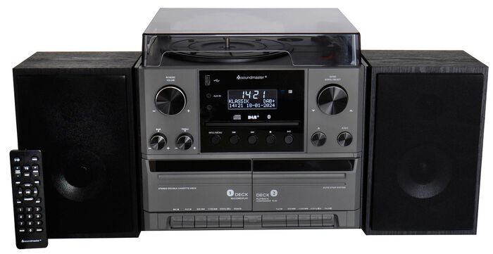 Nostalgische stereo-installatie met afstandsbediening ZWART