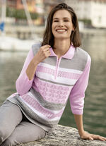 Trui met een subtiele glans ROZE-GRIJS-WIT