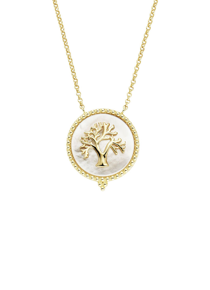Levensboom ketting met parelmoer inleg 
