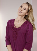 Nachthemd met kantmotief, enkellang BORDEAUX