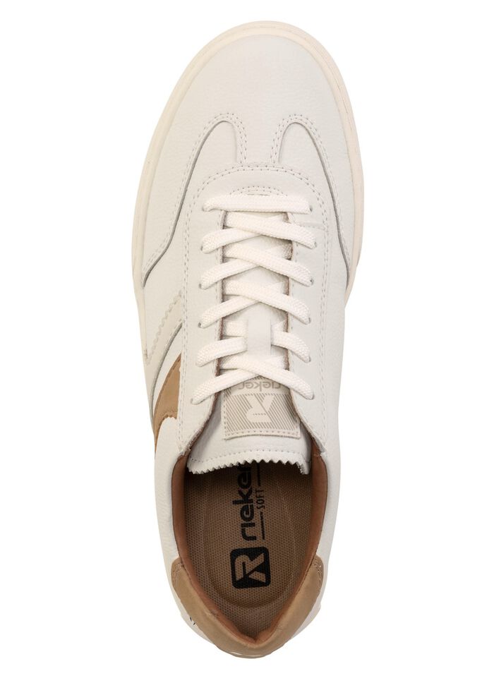 Rieker sneakers van zacht nappaleer WIT-CAMEL