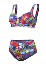 Bikini met uitneembare softcups, sierlussen en een allover-print 