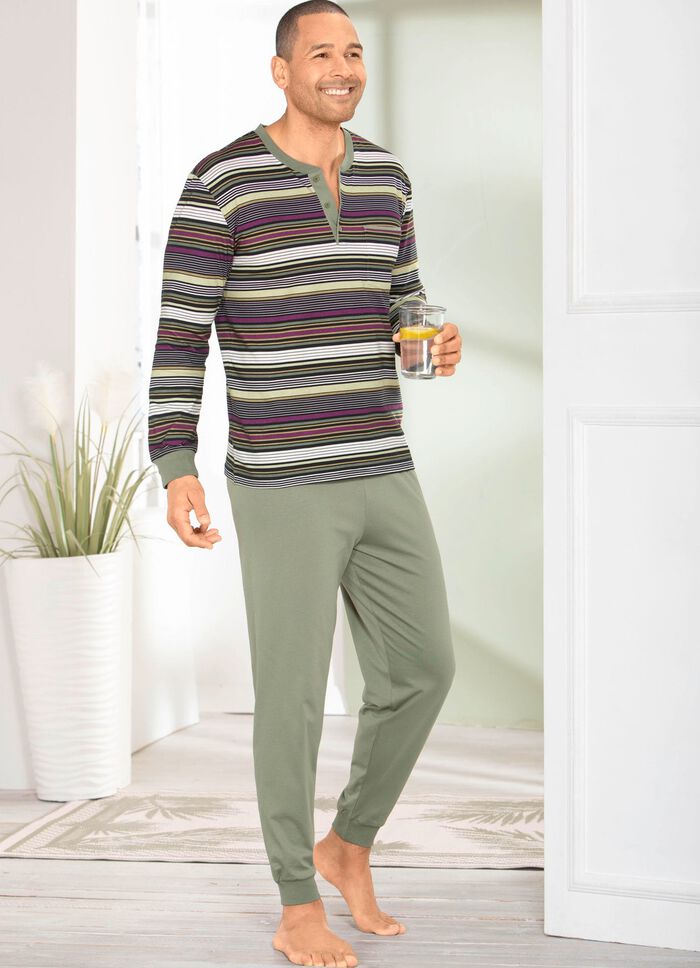 Pyjama met knoopsluiting en manchetten 