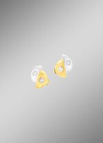 Satijnen oorbellen in bicolor met 4 diamanten 