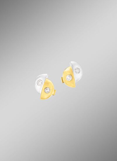 Satijnen oorbellen in bicolor met 4 diamanten 