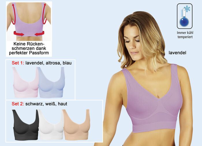 Feel-good bh, set van 3 ZWART-WIT NAAKT